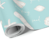 Shells Starfish Sun Fun Text Ivory ID918 Cadeaupapier (Rol Hoek)