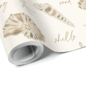 Shells Starfish Sun Fun Text Sandstone ID918 Cadeaupapier (Rol Hoek)