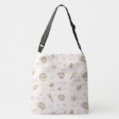 Shells Starfish Sun Fun Text Sandstone ID918 Crossbody Tas (Achterkant)