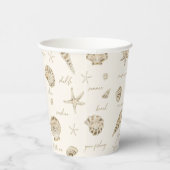 Shells Starfish Sun Fun Text Sandstone ID918 Papieren Bekers (Rechts)
