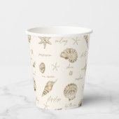 Shells Starfish Sun Fun Text Sandstone ID918 Papieren Bekers (Voorkant)