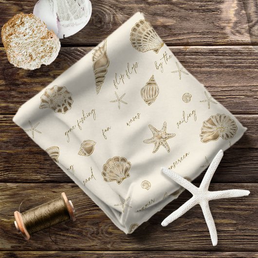 Shells Starfish Sun Fun Text Sandstone ID918 Stof