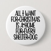 Shelter Dog Kerstmis Button (Voorkant)