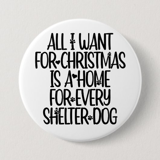 Shelter Dog Kerstmis Button (Voorkant)