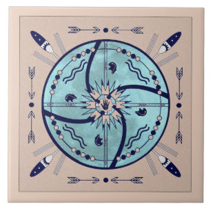 Sheltering Moon Mandala Native Symbols Tile Tegeltje