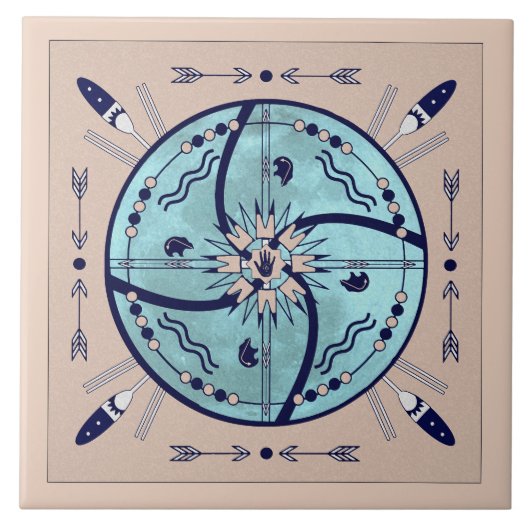 Sheltering Moon Mandala Native Symbols Tile Tegeltje (Voorkant)