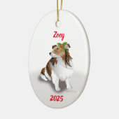 Sheltie avec ornement de houx (Gauche)