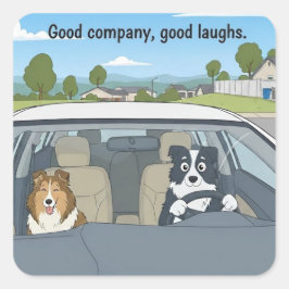 Sheltie & Border collie road trip Vierkante Sticker