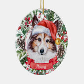 Sheltie Chien Custom Santa Hat Ornement de Noël (Droite)