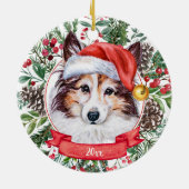 Sheltie Chien Custom Santa Hat Ornement de Noël (Dos)