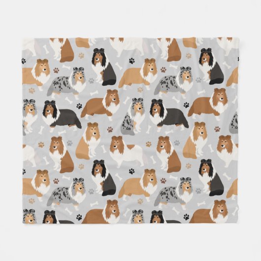 Sheltie Dog Botten en Paws Fleece Blanket (Voorkant (Horizontaal))