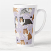 Sheltie Dog Botten en Paws Latte Mok (Rechts)