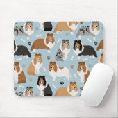 Sheltie Dog Botten en Paws Muismat (Met muis)