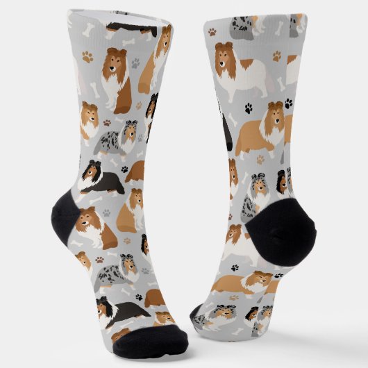 Sheltie Dog Botten en Paws Socks Sokken (Gebogen)