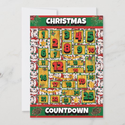 Sheltie Dog Counting Kerstmis Advent Calendar Feestdagenkaart (Voorkant)