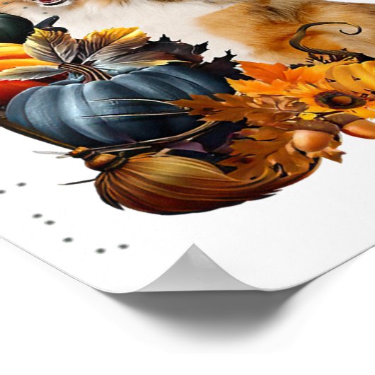Sheltie Dog Witch en Pumpkins Halloween Thanksgiv Poster (Hoek)