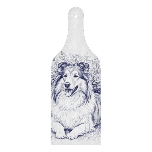 Sheltie & Flowers Snijplank (Voorkant)