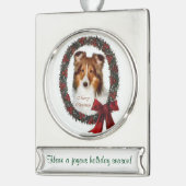 Sheltie gepersonaliseerde kerst verzilverd banner ornament (Links)