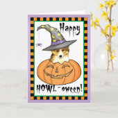 Sheltie Halloween Kaart (Gele Bloem)