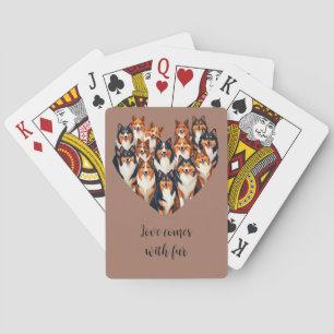 Sheltie Hart Illustratie Schattigee Shetland Sheep Pokerkaarten