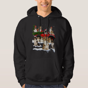 Sheltie Hond Rode Vrachtwagen Kerstboom Santa Ugly Hoodie