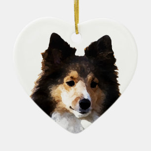 Sheltie Hond schilderij schets Keramisch Ornament
