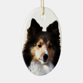 Sheltie Hond schilderij schets Keramisch Ornament (Rechts)