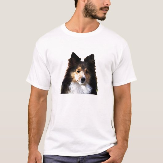 Sheltie Hond schilderij schets T-shirt (Voorkant)