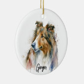Sheltie Hondenras gepersonaliseerd Keramisch Ornament (Rechts)