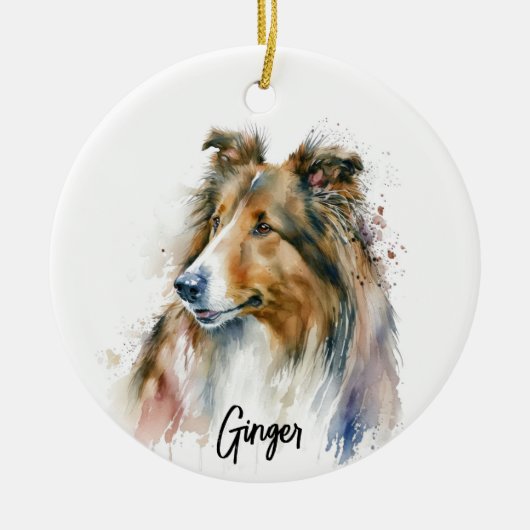 Sheltie Hondenras gepersonaliseerd Keramisch Ornament (Voorkant)