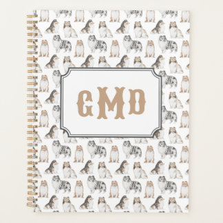 Sheltie Hondenras | Tan monogram Planner