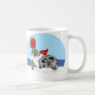 Sheltie Kerstmail Bi Blue Koffiemok