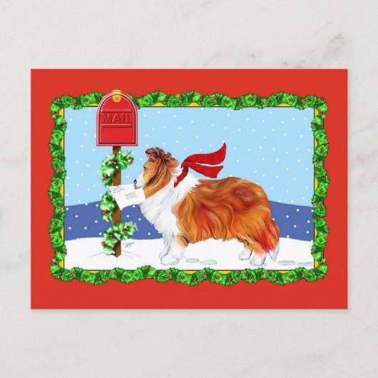 Sheltie kerstmail Sable Feestdagenkaart (Voorkant)