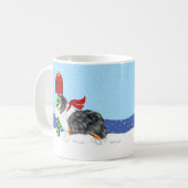 Sheltie kerstmail Tri Color Koffiemok (Voorkant links)