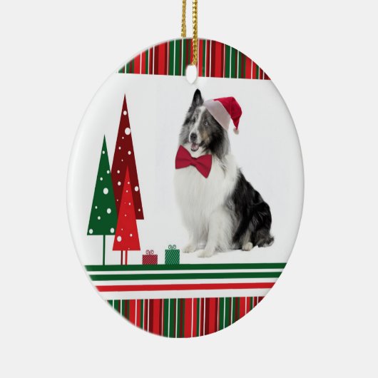Sheltie kerstversiering keramisch ornament (Rechts)
