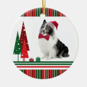Sheltie kerstversiering keramisch ornament (Voorkant)