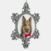 Sheltie kerstversiering tin sneeuwvlok ornament (Links)