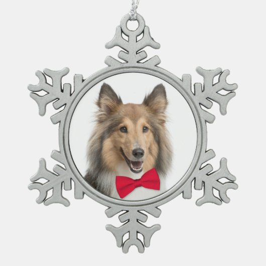 Sheltie kerstversiering tin sneeuwvlok ornament (Voorkant)