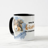 Sheltie Kisses Corriger tout Mug (Devant gauche)