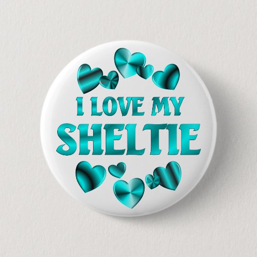 SHELTIE Love Ronde Button 5,7 Cm (Voorkant)