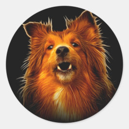 Sheltie moderne hondenkunst ronde sticker