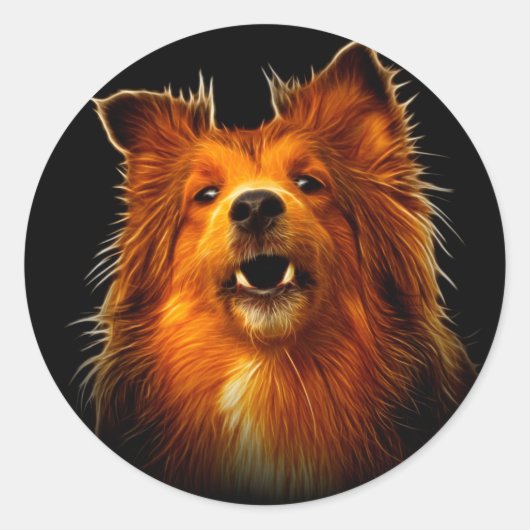 Sheltie moderne hondenkunst ronde sticker (Voorkant)