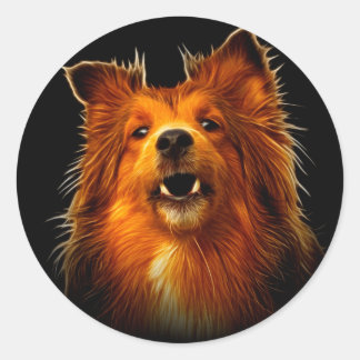 Sheltie moderne hondenkunst ronde sticker