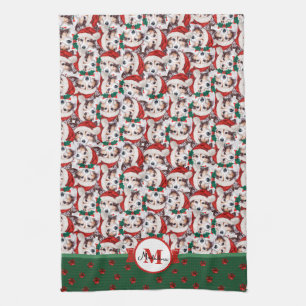 Sheltie Patroon Monogram Kerst Hond Theedoek