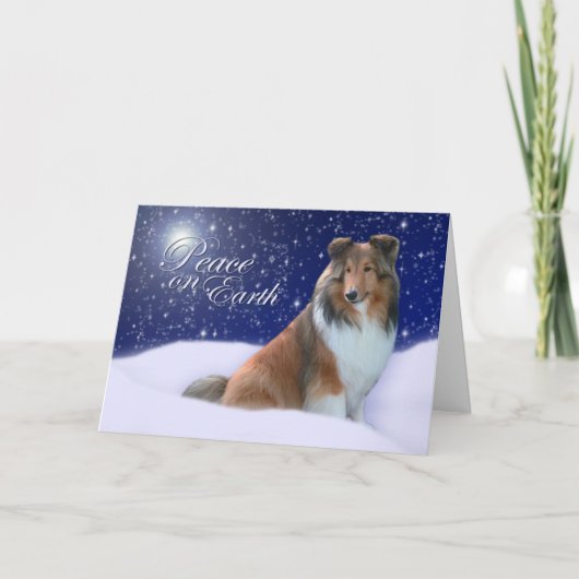 Sheltie Peace Christmas Kaart (Voorkant)