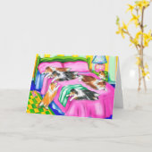 Sheltie Pink Comfort Kaart (Gele Bloem)