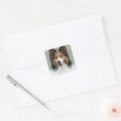 Sheltie Portrait Vierkante Sticker (Envelop)