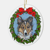 Sheltie Pup Art van Glenda S. Harlan Keramisch Ornament (Links)