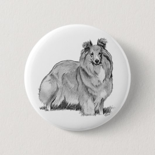 Sheltie Ronde Button 5,7 Cm (Voorkant)