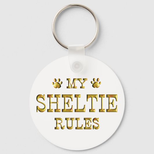 Sheltie Rules Gold Sleutelhanger (Voorkant)